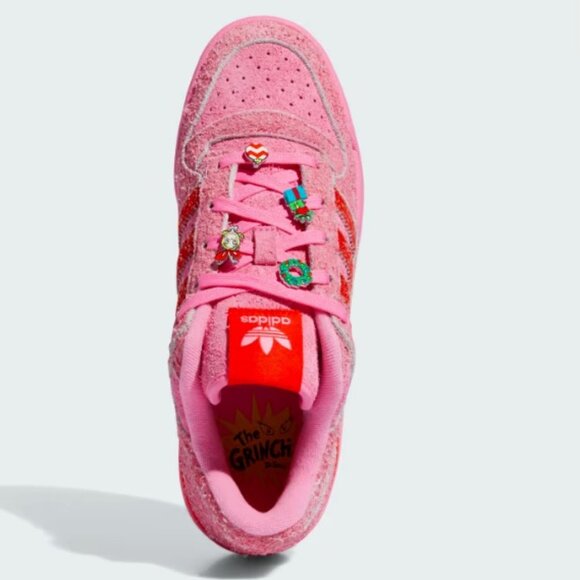 NEW ADIDAS FORUM LOW CL THE GRINCH SHOES in Pink and Red NIB Holiday SALE - Picture 8 of 10